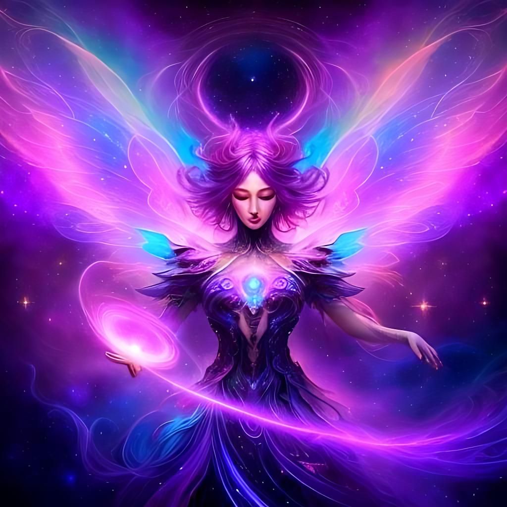 Cosmic Fairy in Deep Space: Holographic Illustration