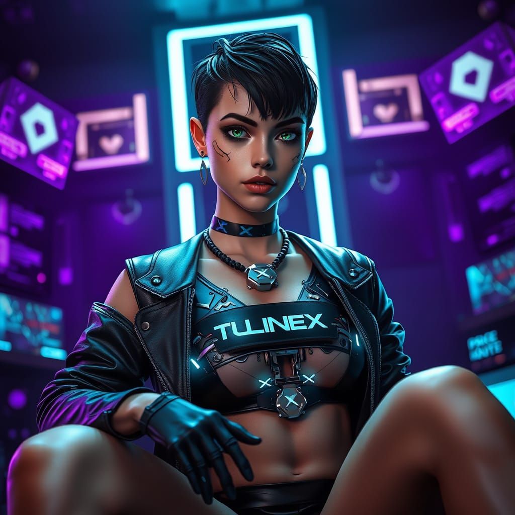 Cyberpunk Woman with Cybernetic Implants