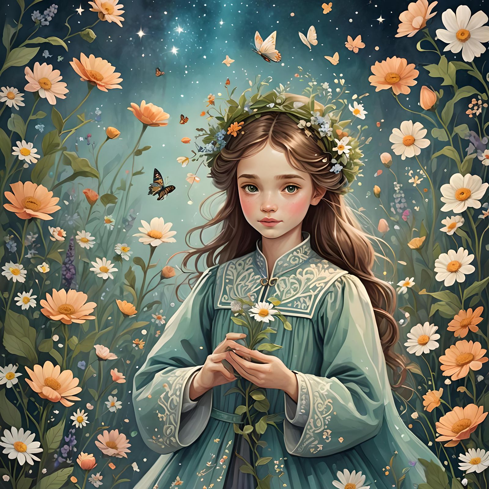 Magical Grace in Fairytale Landscape Illustration