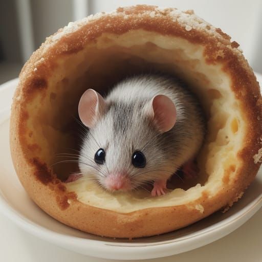 Cute Shy Mouse Hiding in Cheese, Hyperrealistic 8K