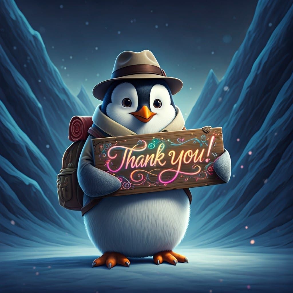 Charming Penguin in a Disney-Inspired Winter Wonderland
