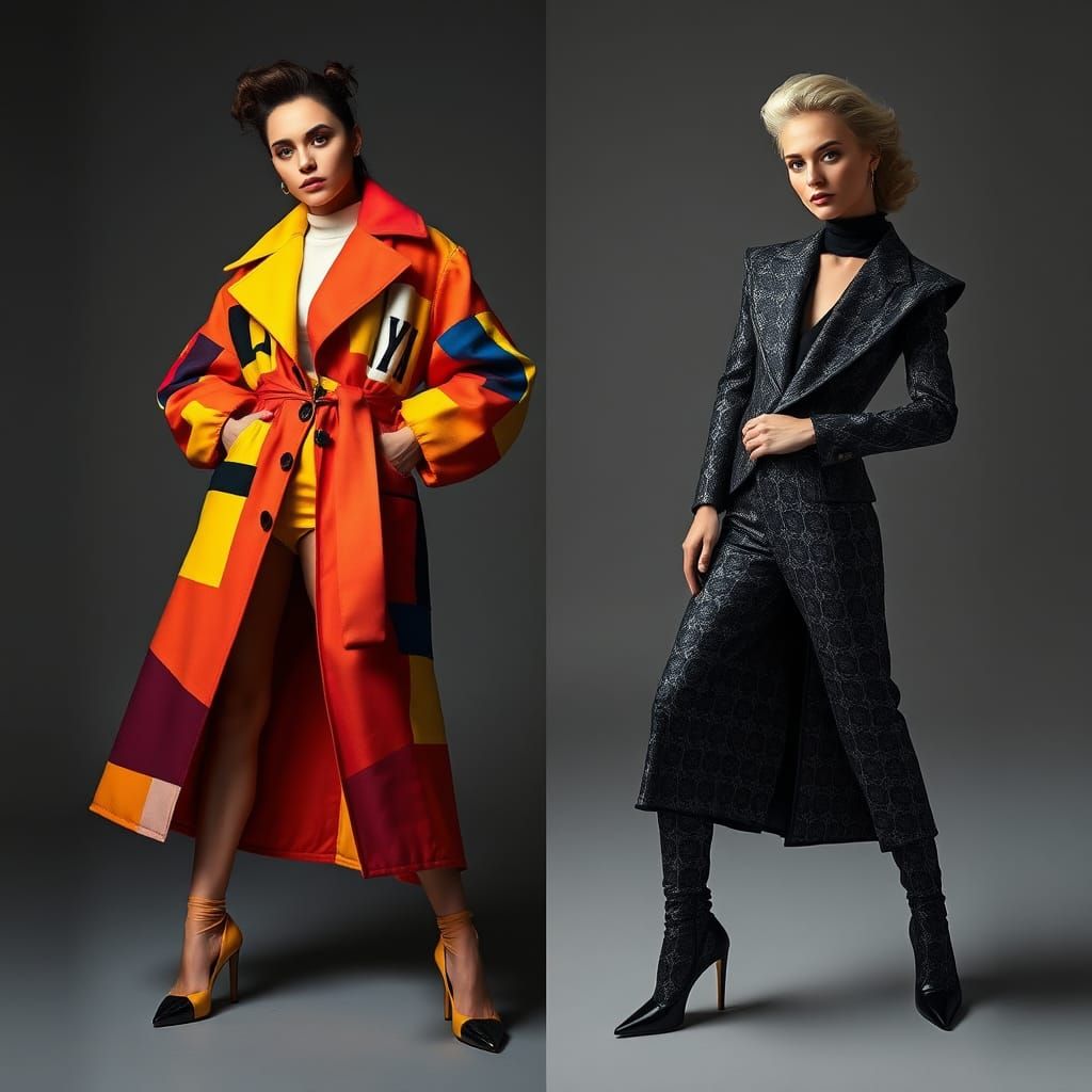 Avant-Garde Fashion Portrait with Bold Geometric Patterns