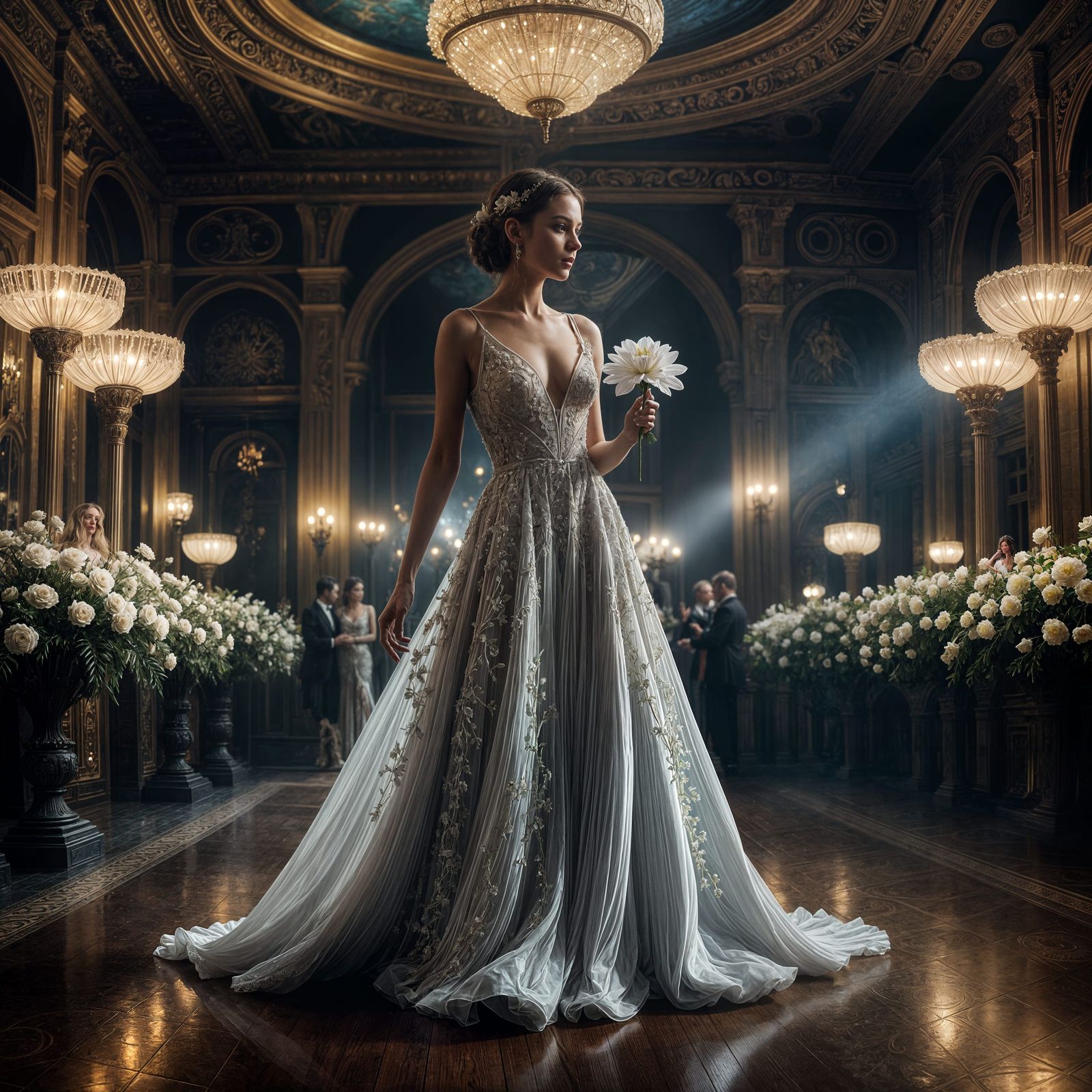 Beautiful Woman Dancing with Flower: Digital Matte Painting