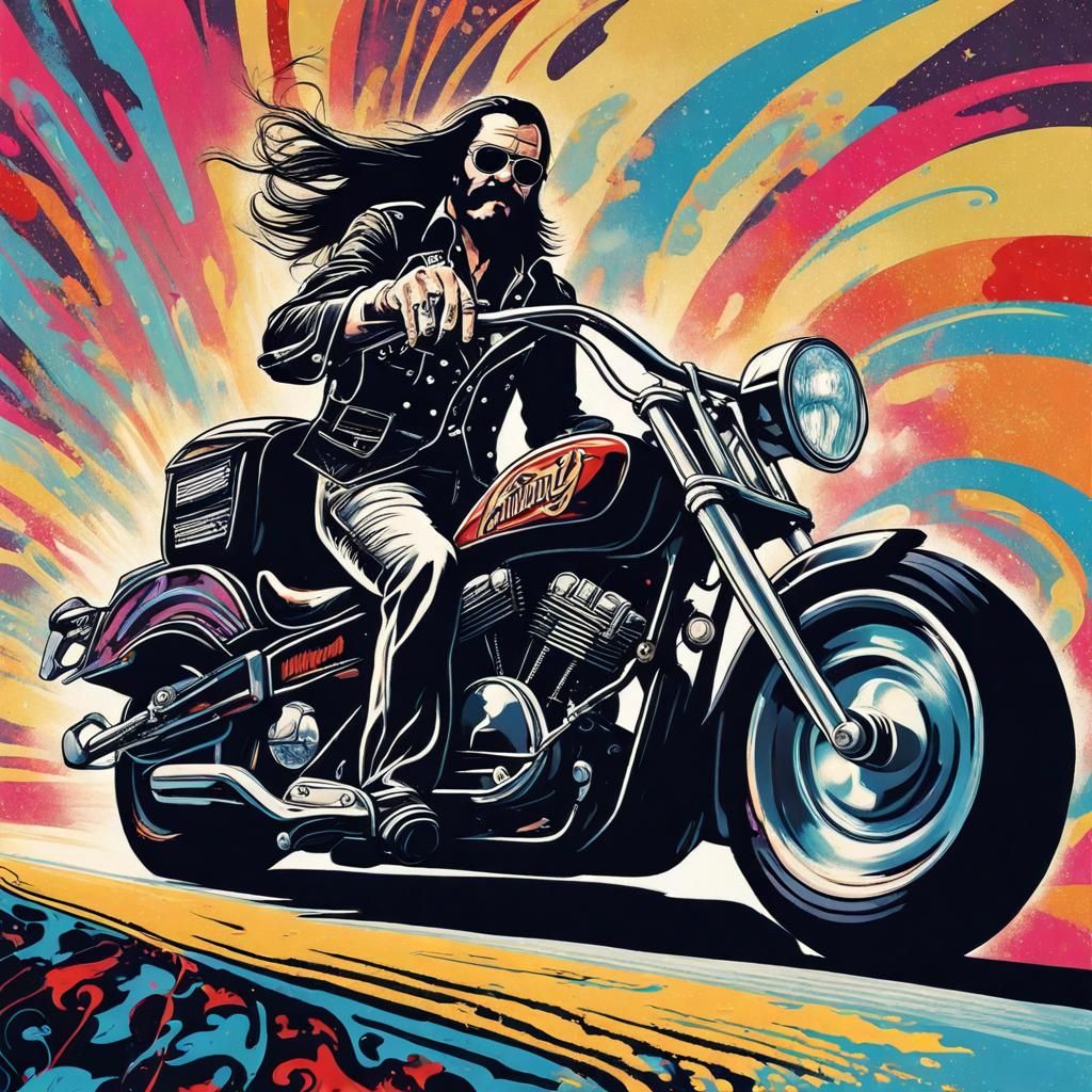 Lemmy Kilmister Pop Art Biker Portrait
