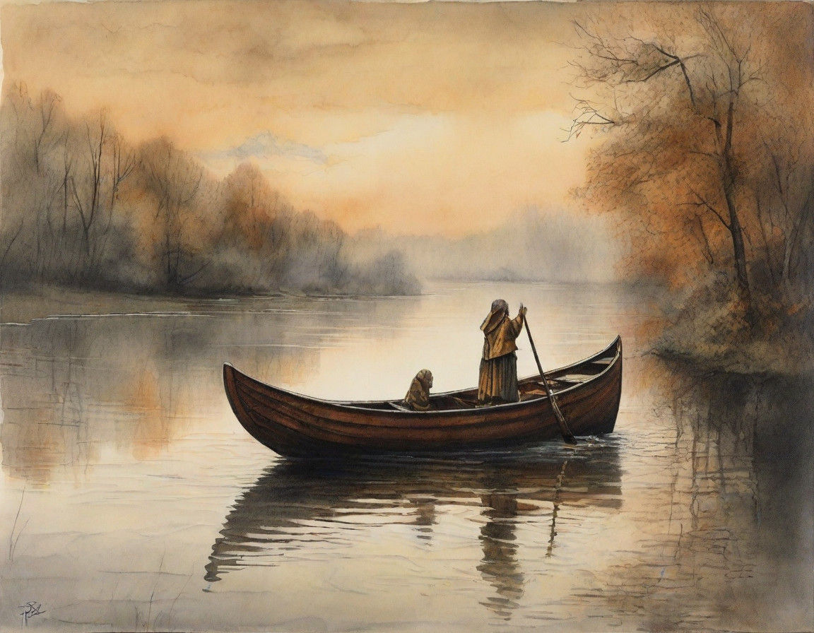 A Weathered Boatman Navigates the Golden Hour