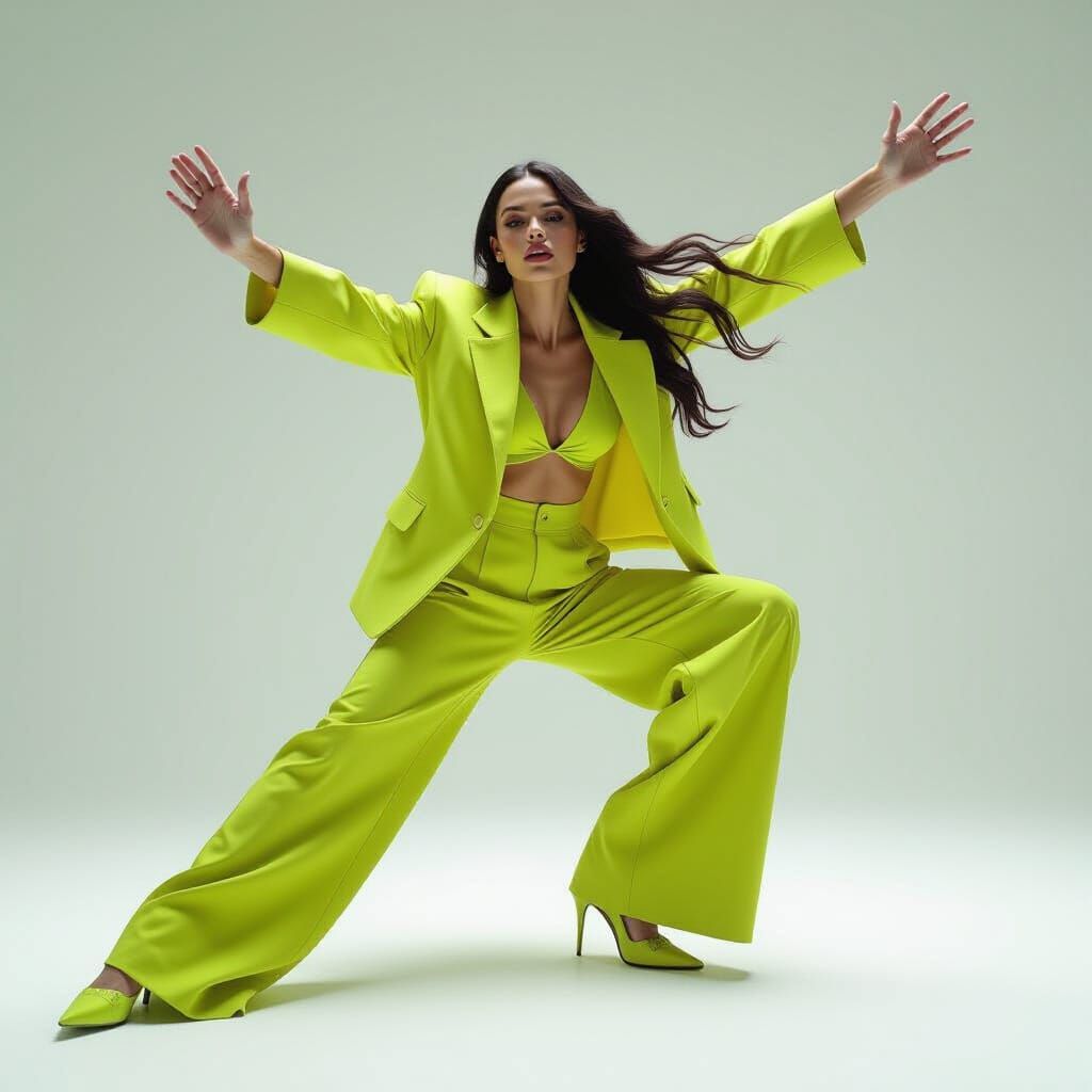 Futuristic Fashion Model in Dynamic Pose