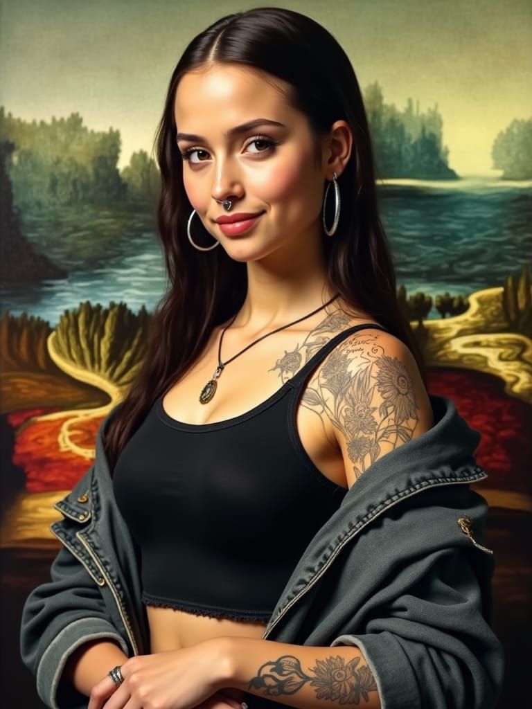 Mona Lisa Reimagined as Gen Z Trendsetter