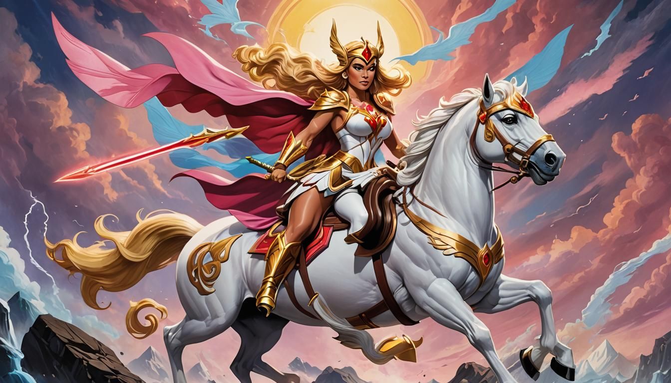 superhero She-Ra riding Swiftwind