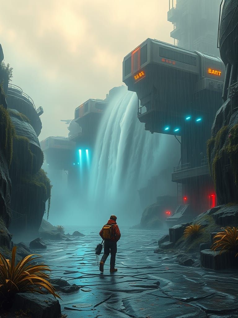 Futuristic Atompunk World on Phobos with Surveilled Landscap...