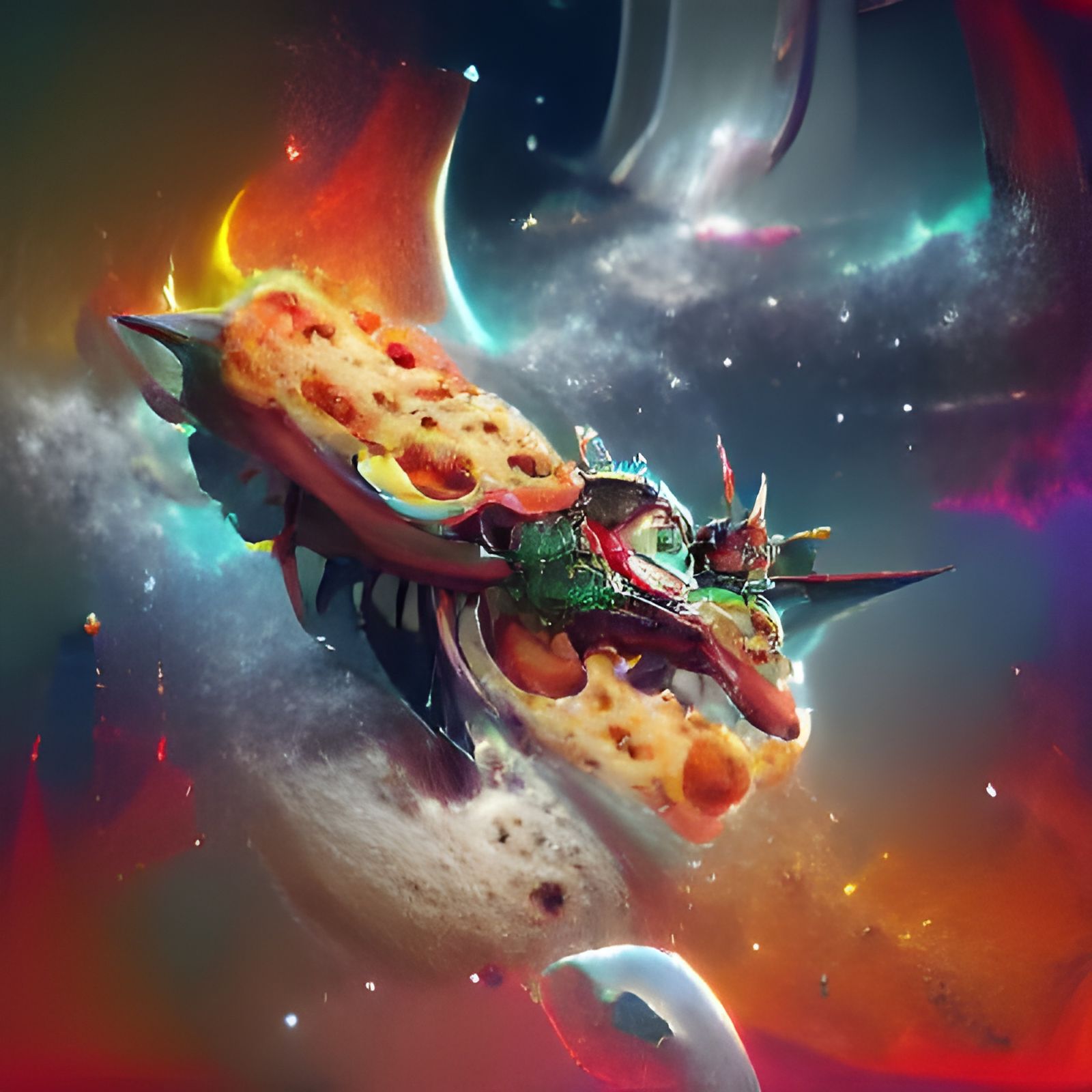 Pizza Dragon Soars Through Space