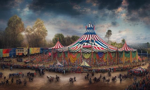 Spectacular Outdoor Circus in Hyper-Realistic Style