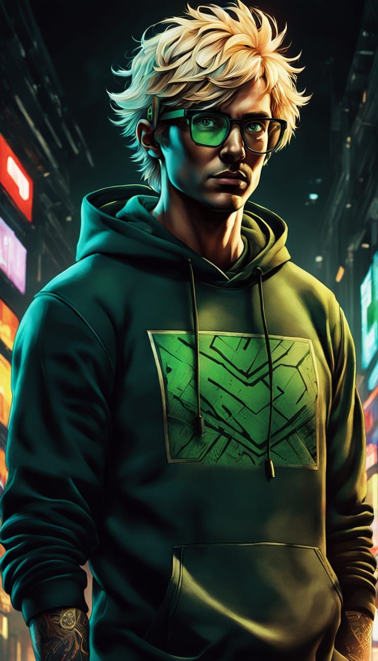 Blonde Man in Hoodie: DC Comics Style Portrait