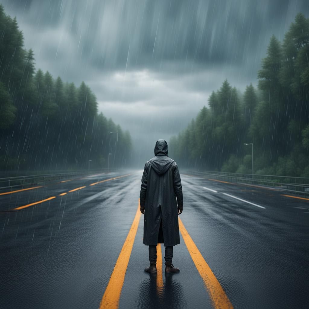Rainy Highway: Detailed Matte Painting