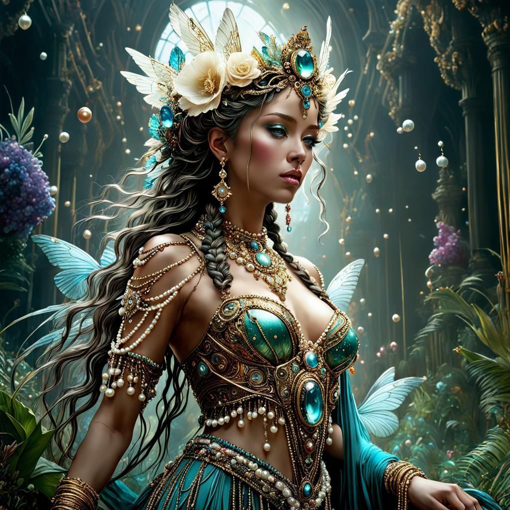 Goddess Adorned with Pearls and Gems