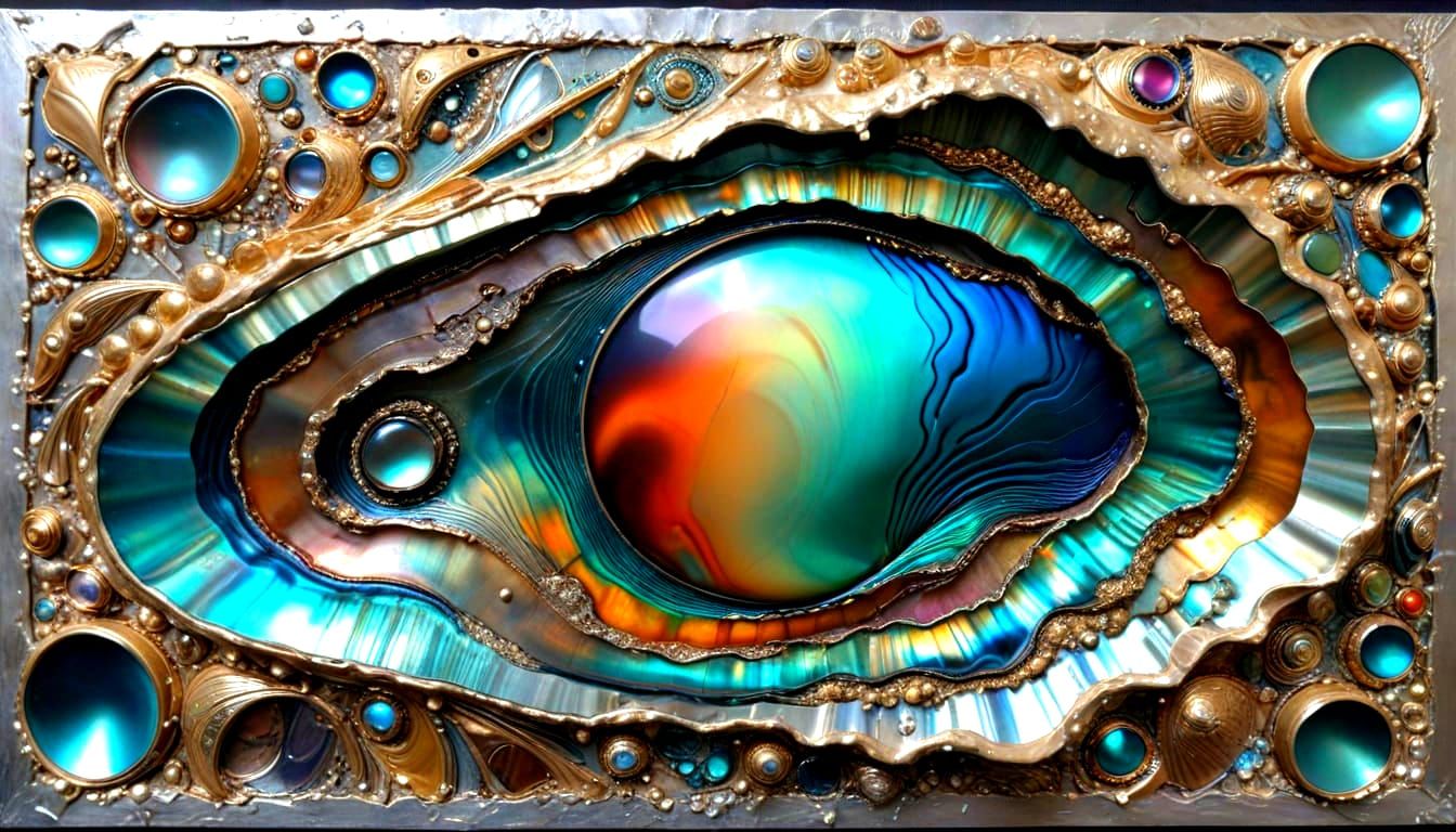 Distressed Tactile Abstract in Metallic Abalone