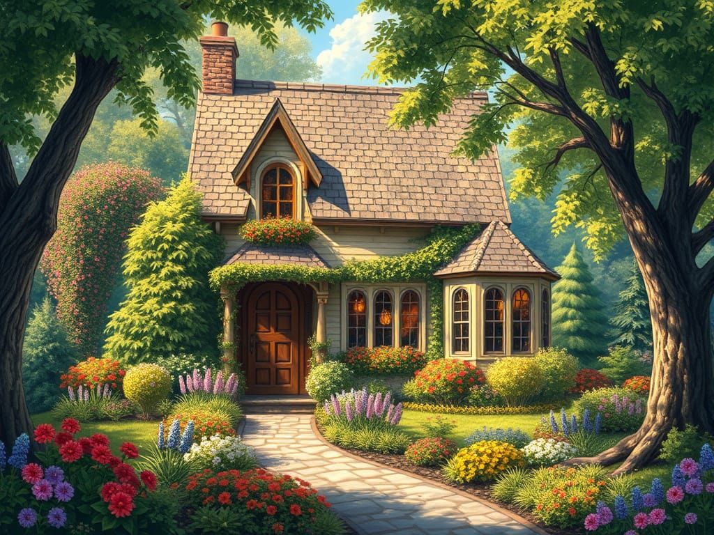 Whimsical Storybook Cottage with Enchanted Garden