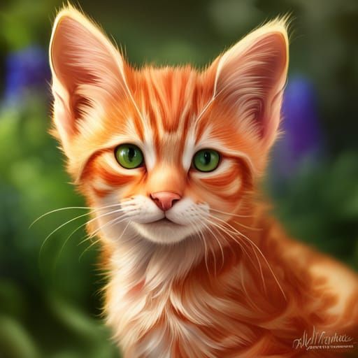 Red Tabby Kitten Portrait in Hyperdetailed Style