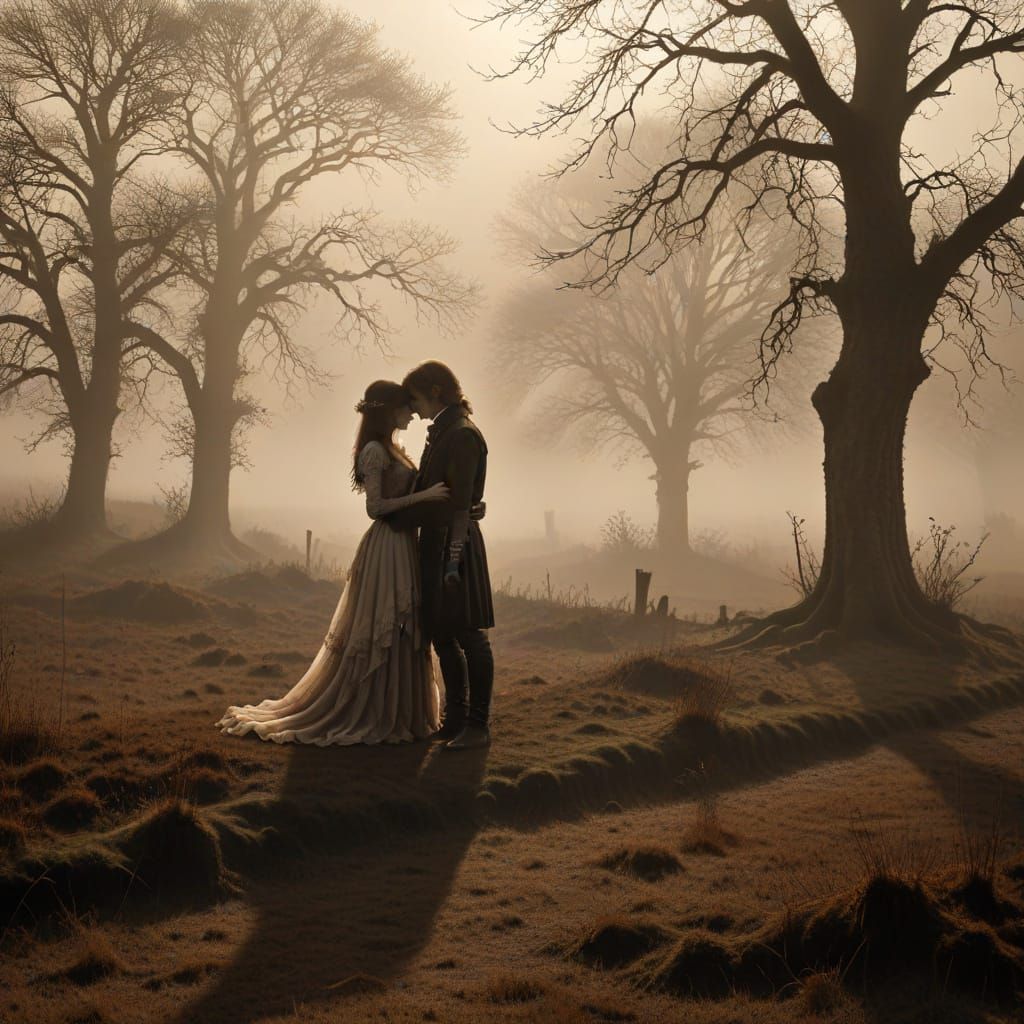 Ethereal Gothic Lovers on a Misty Moor