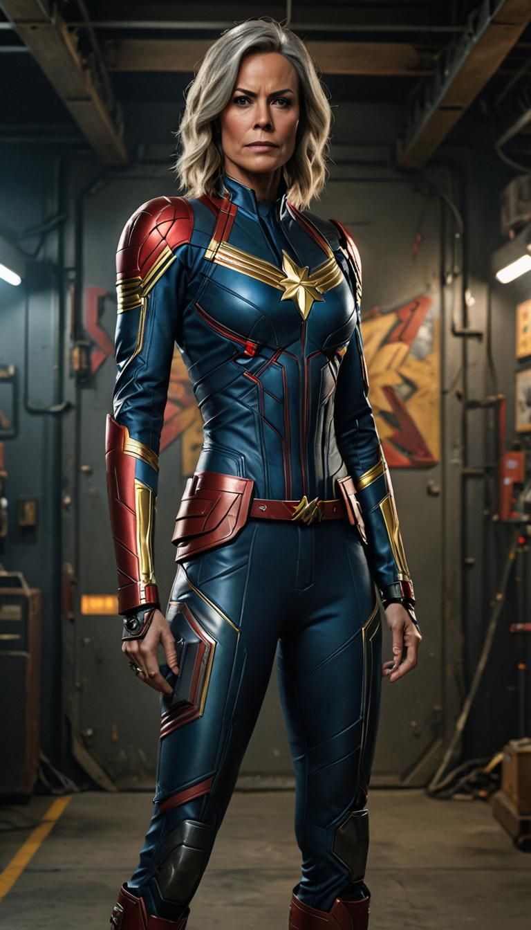 Jaime Lee Curtis dressed as CAPTAIN MARVEL