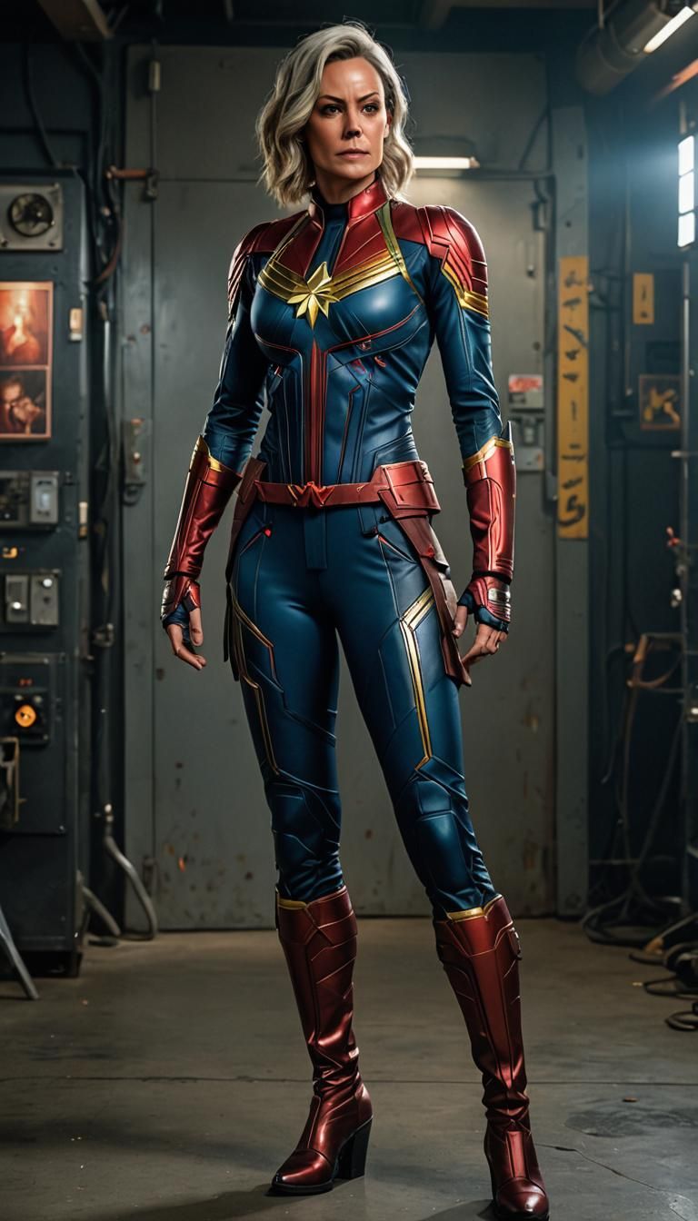 Jaime Lee Curtis dressed as CAPTAIN MARVEL