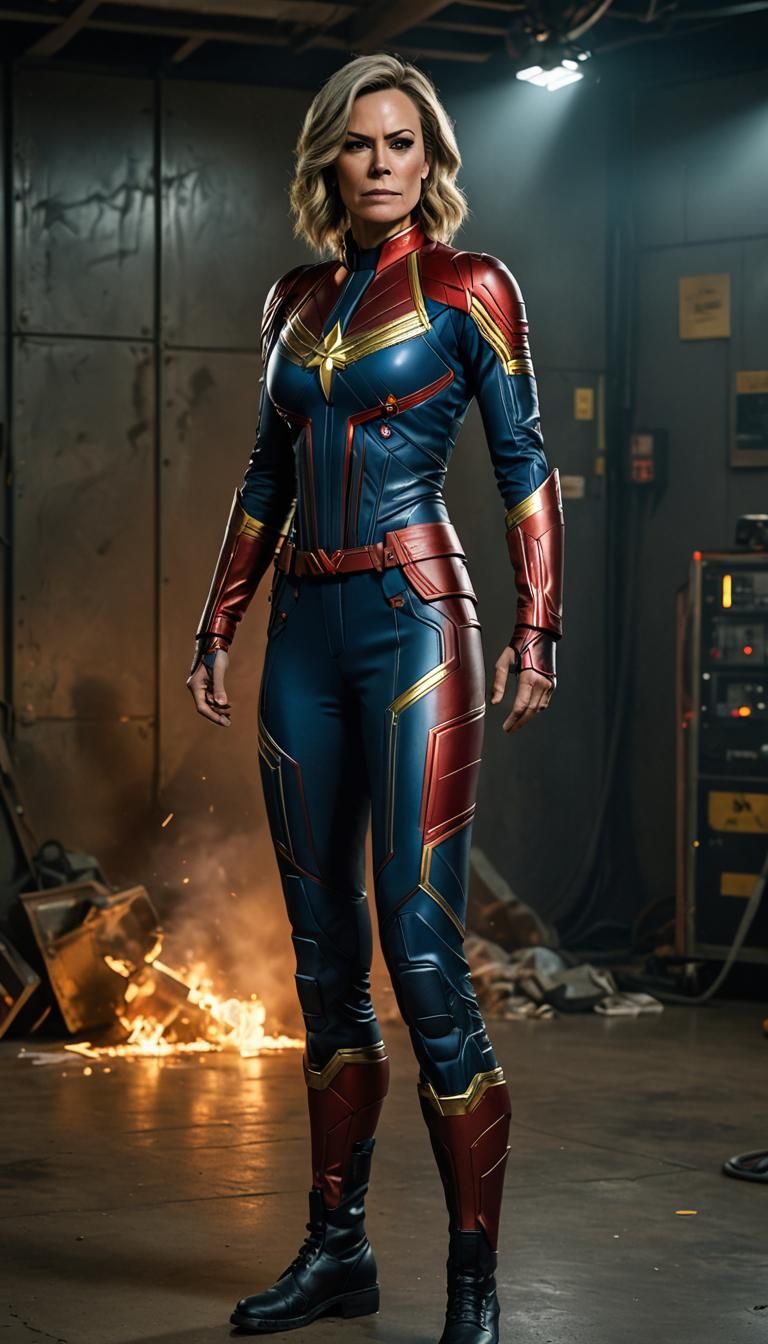 Jaime Lee Curtis dressed as CAPTAIN MARVEL