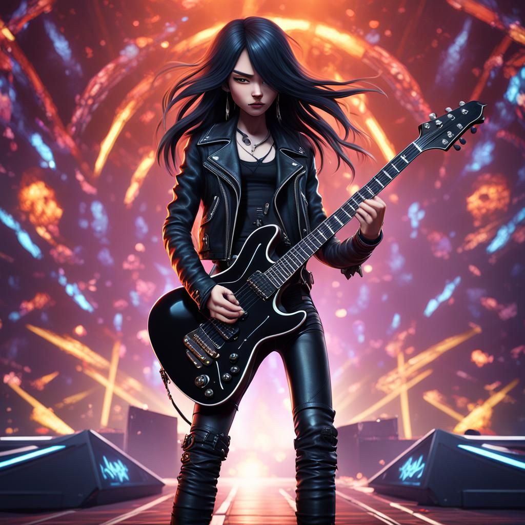 Chibi Heavy Metal Musician on Stage