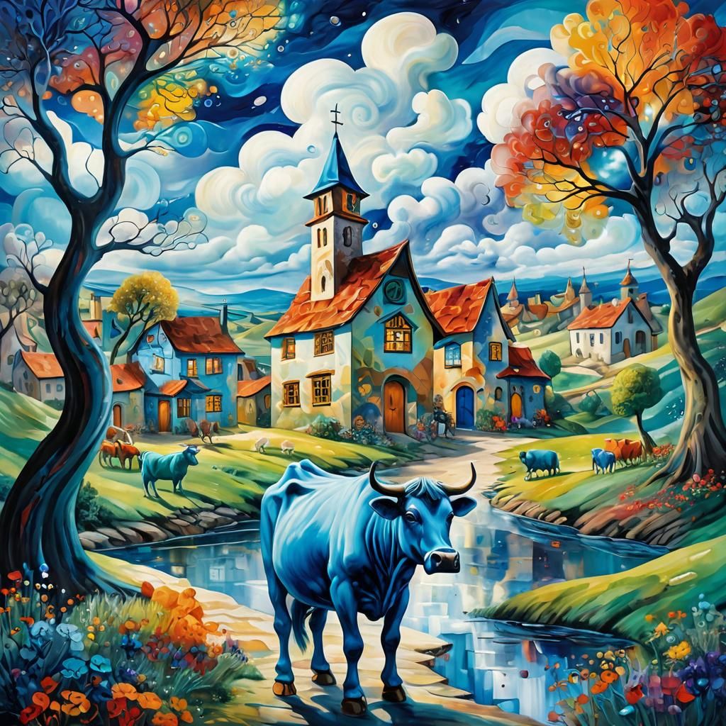 Siegfried and Floating Cow: Surrealist Expressionism