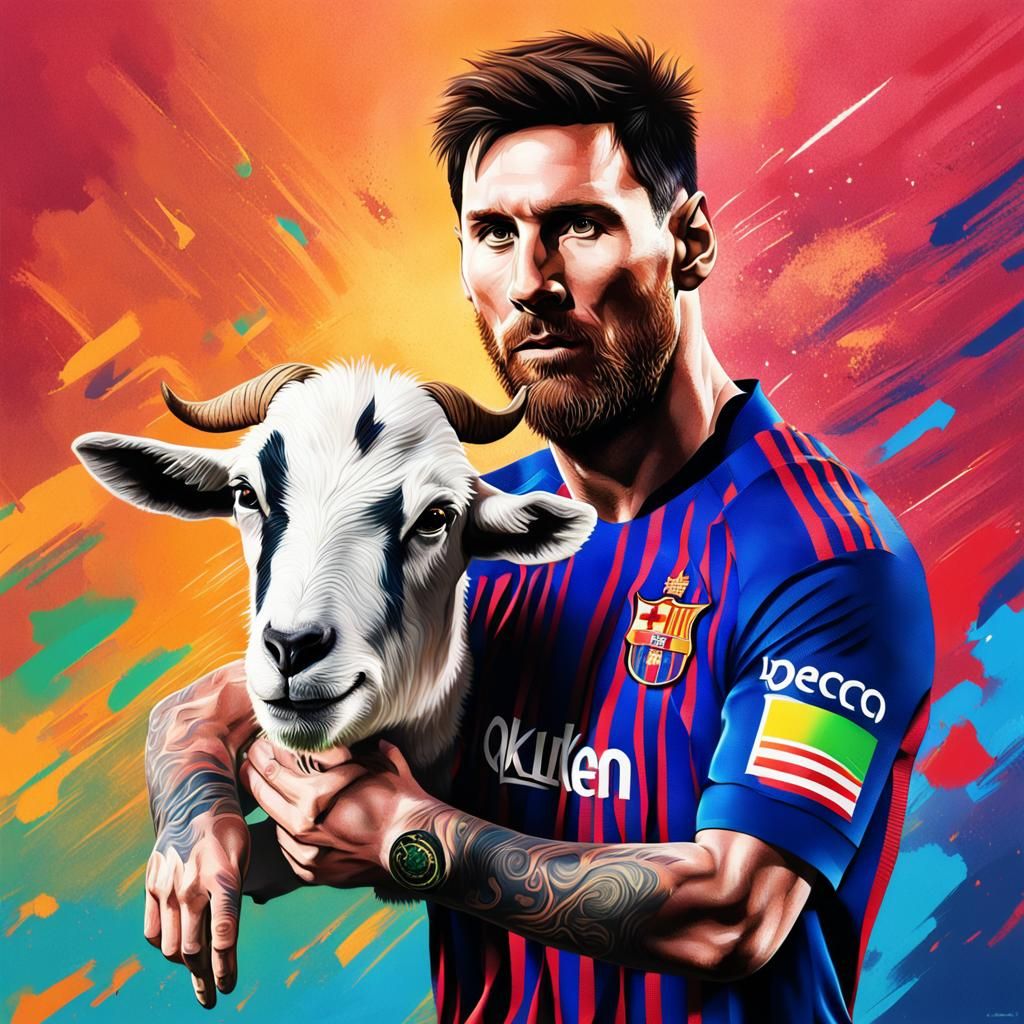 Lionel Messi and Goat: Hyperrealistic Concept Art