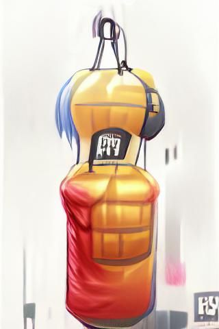 Boxing Gym Punching Bag in Pixiv Style