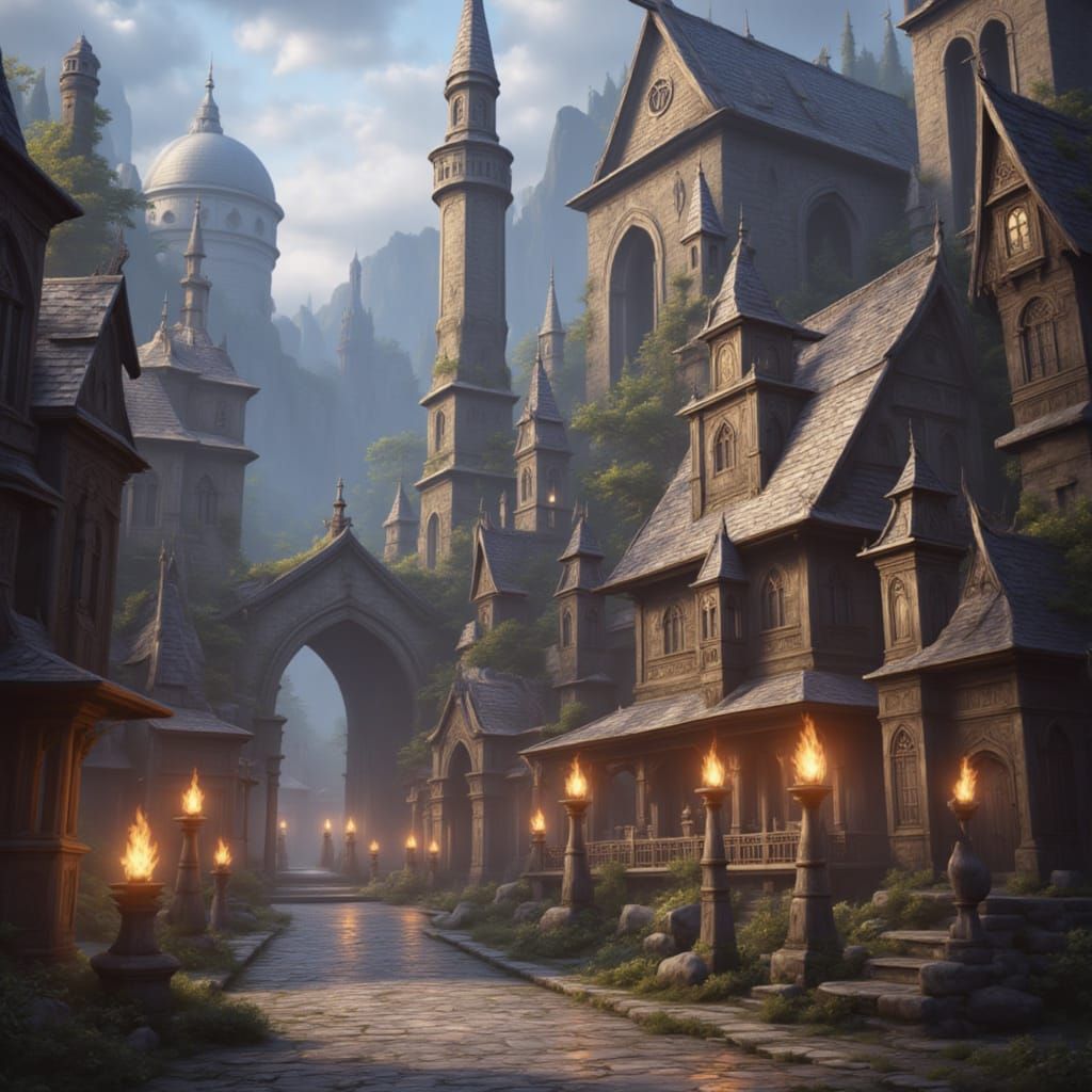 Luminous Metropolis in Dreamlike Setting