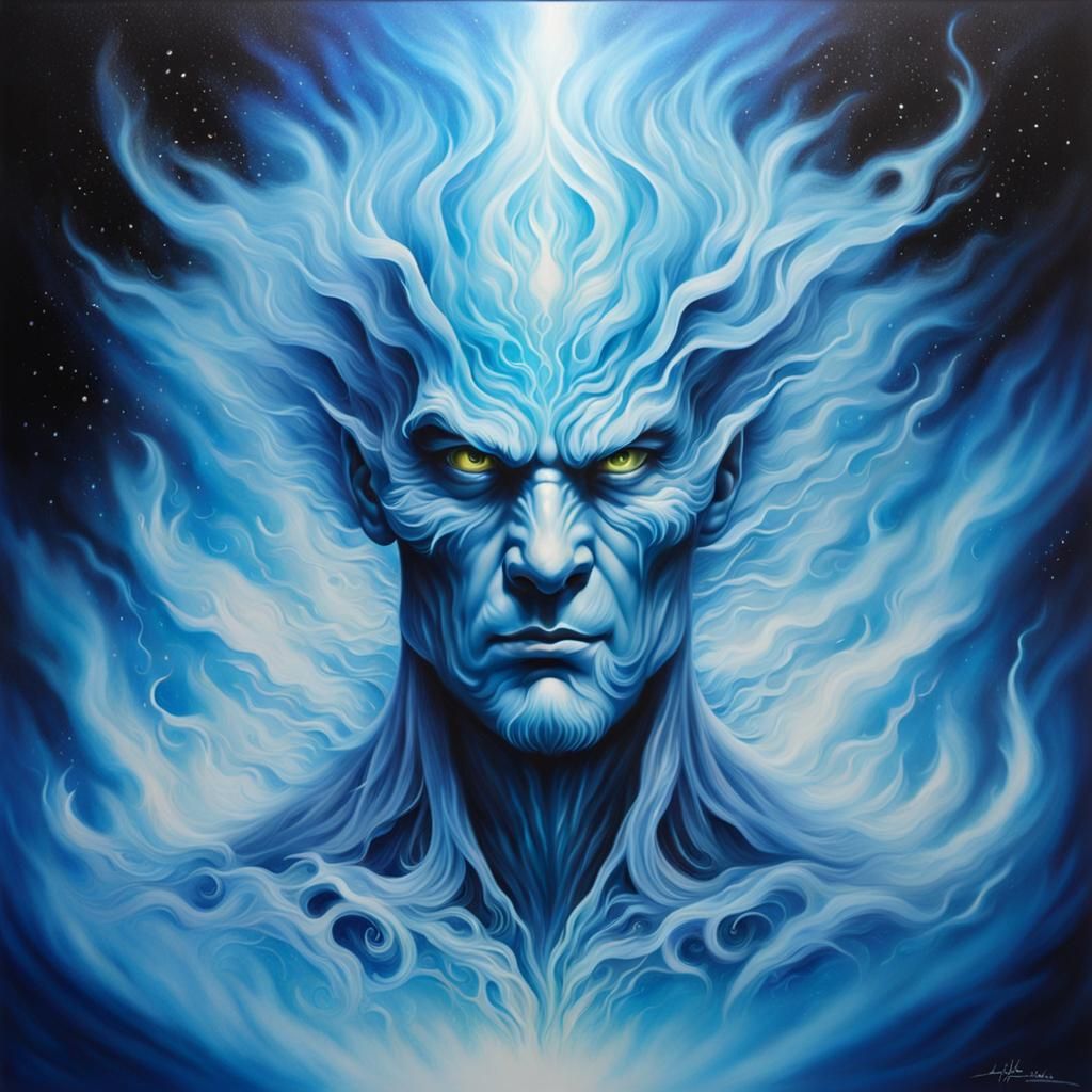 An Air Elemental portrait airbrush art infinity