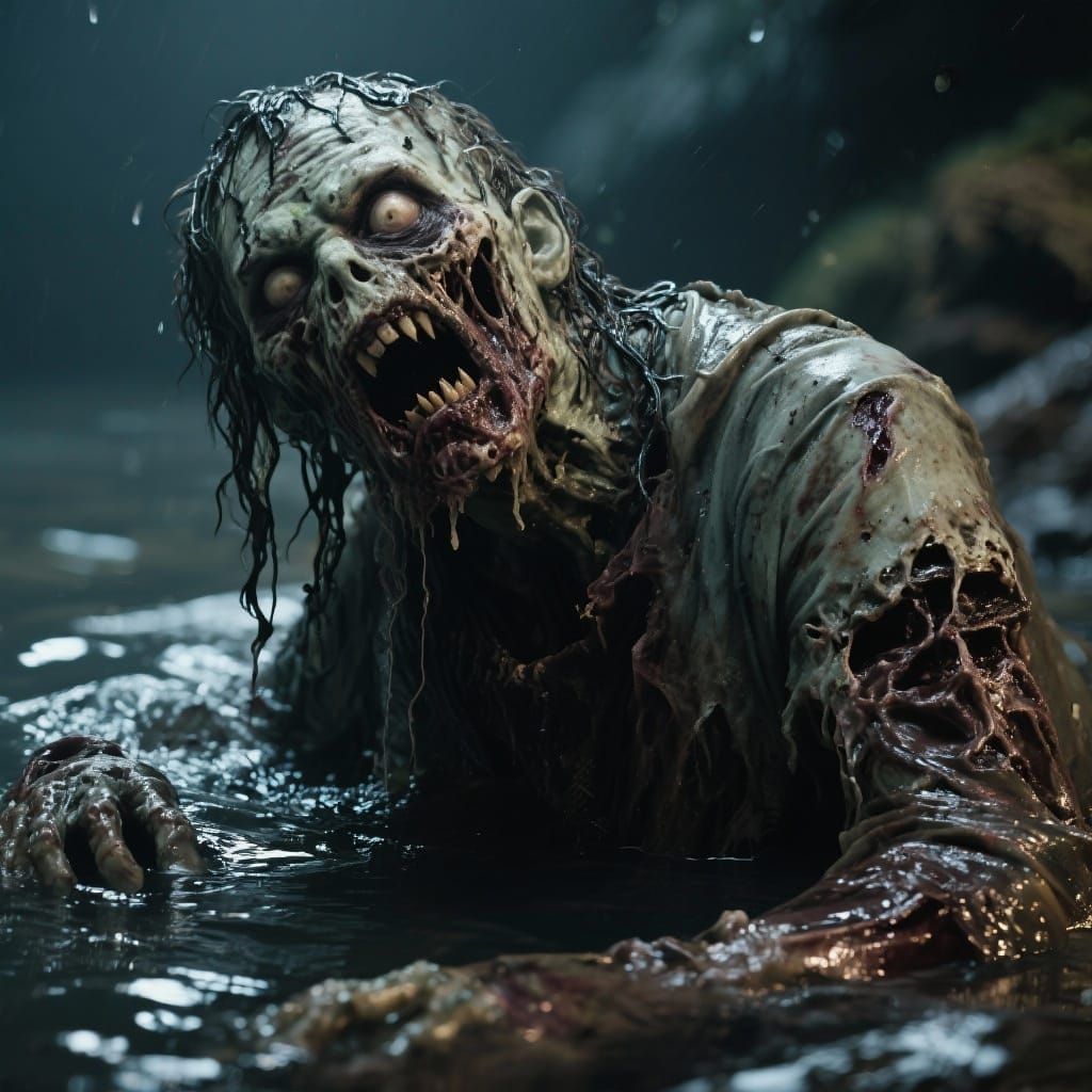 Drowned Zombie Emerges From Water