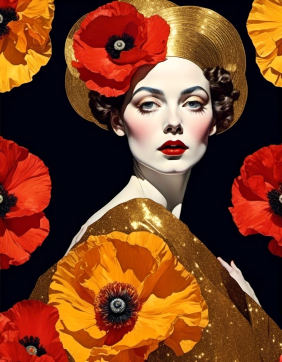 Poppy Woman Collage in Pop Art Style