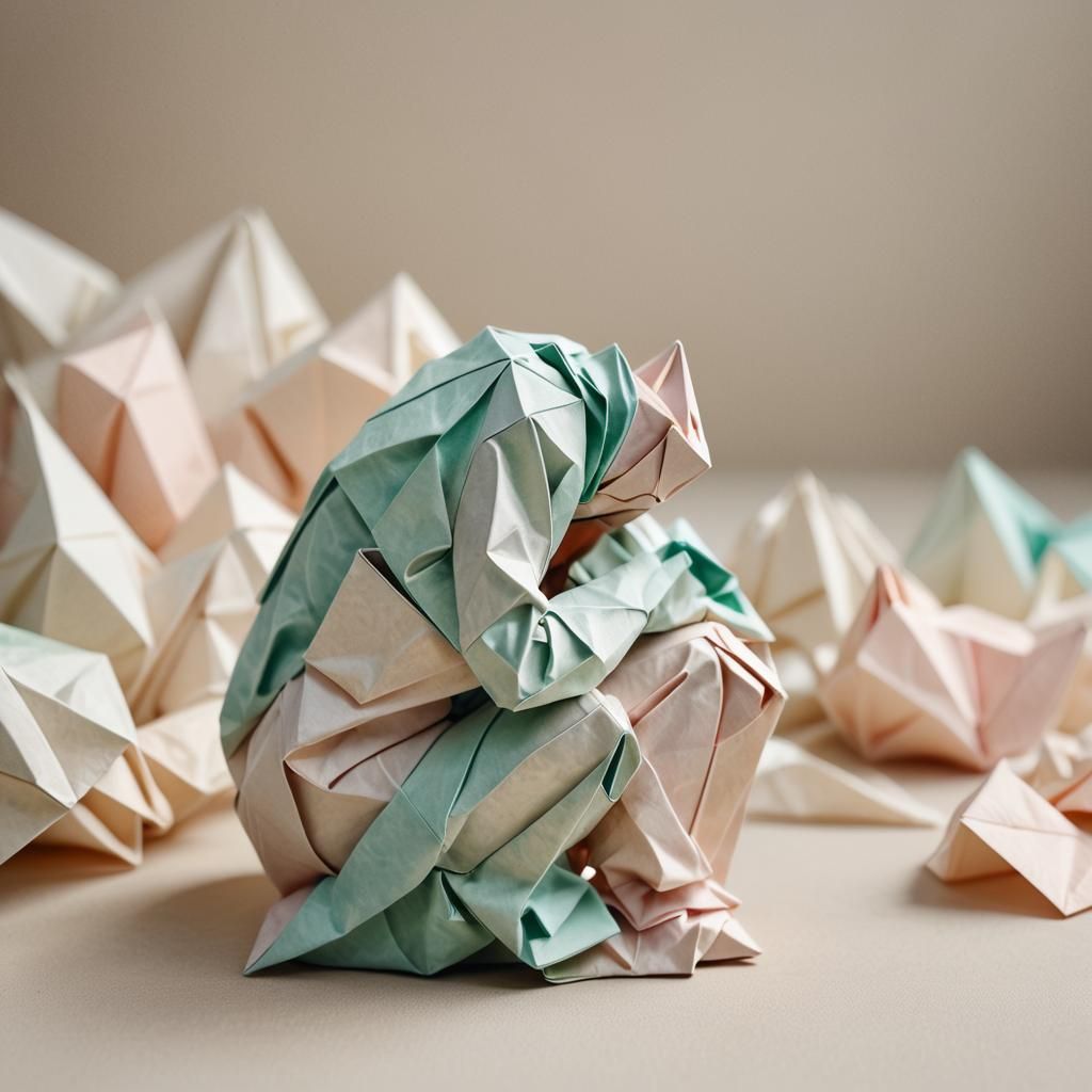 Origami Art of Person with Back Pain