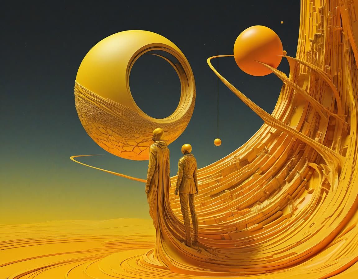 Minimalist Yellow-Orange Abstract Design in ZBrush Style