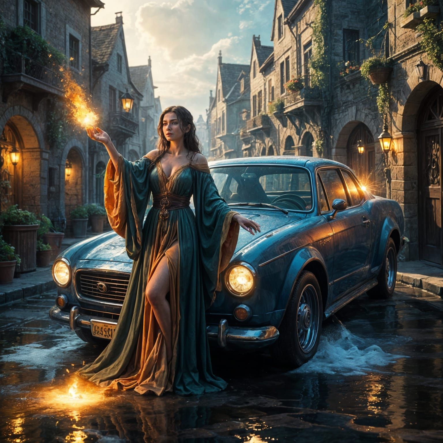 Sorceress Washing Her Car