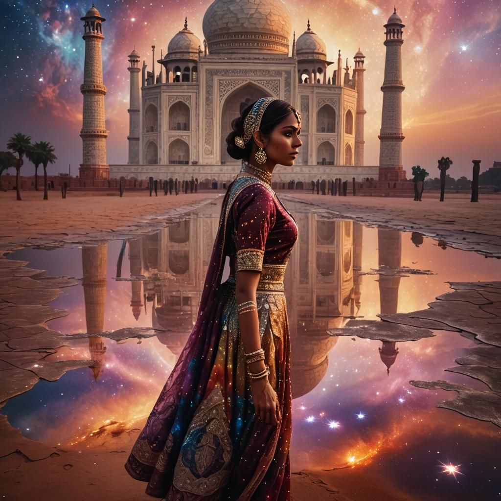Crystal Girl in Indian Dress Digital Art