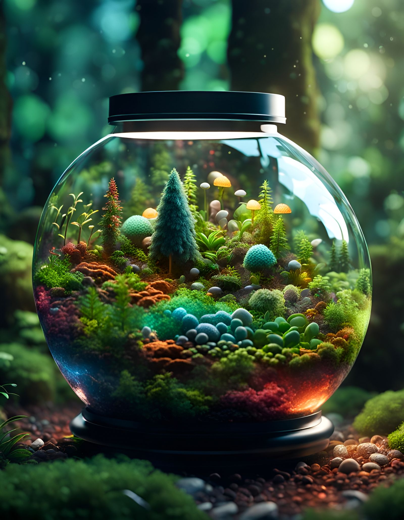 Microbiology Forest Terrarium: Photorealistic Macro Photogra...