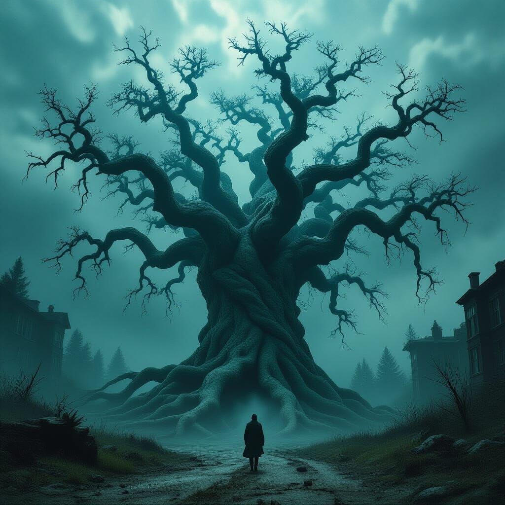 Human Body Tree in Storm, Cinematic Film Still