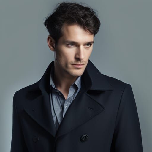 Man in Black Trench Coat Portrait