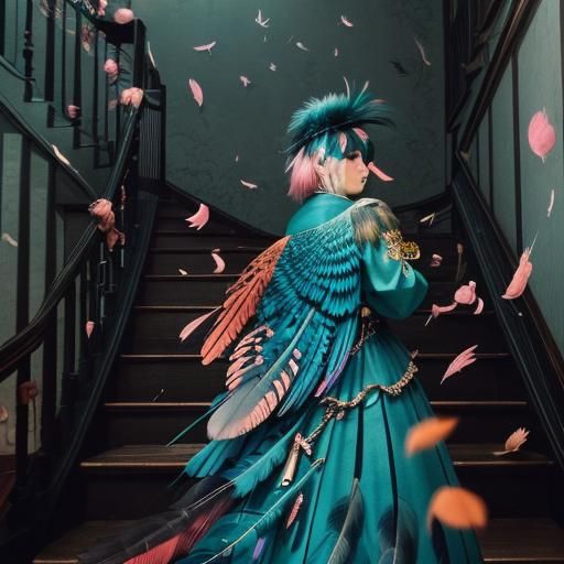 Feathered Staircase in Analog Horror Style