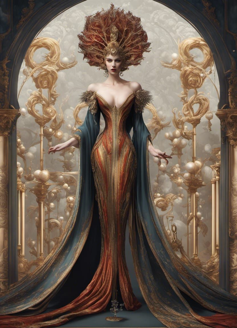 Lady in Wine Glass Dress: Fantasy Art