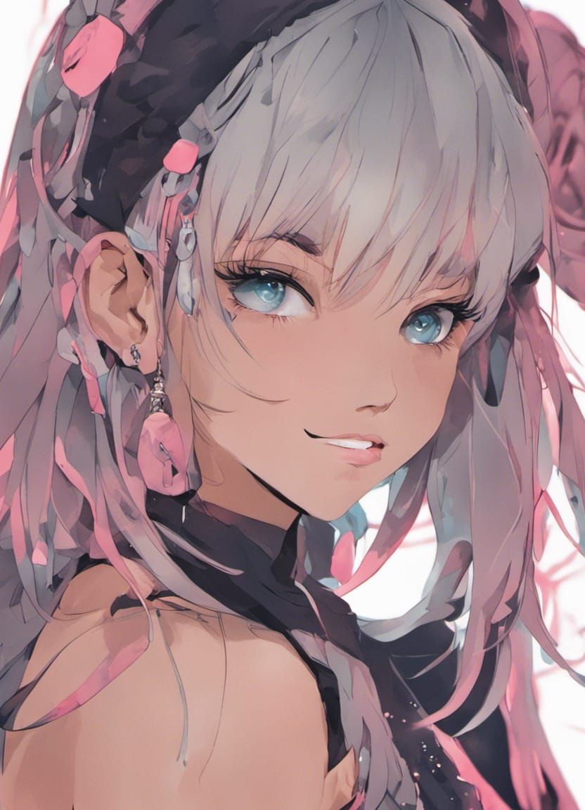 Woman on Busy Street in Graffiti Splash Art Style