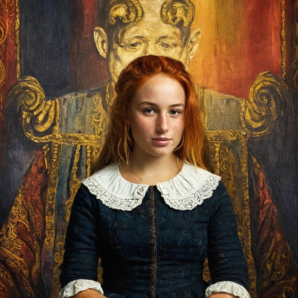Ornate Portrait in Golden Light, Rembrandt-Inspired Oil Pain...