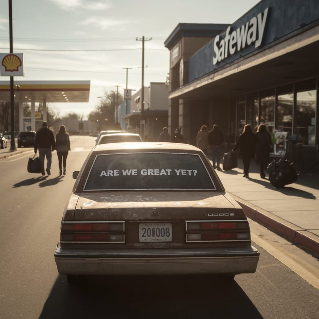 2008 Car Drives Down Commercial Street with Retro Nostalgia