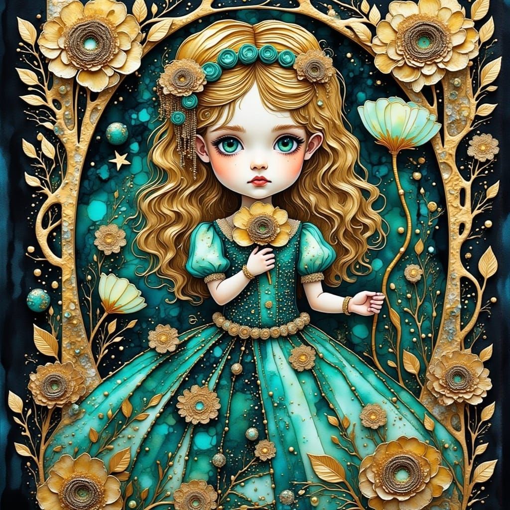 Vintage Whimsical Wonderland Journal Cover in Art Nouveau St...