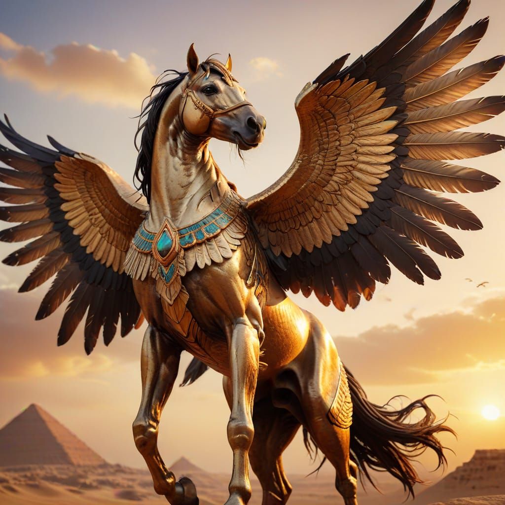 Egyptian horse with big wing/2