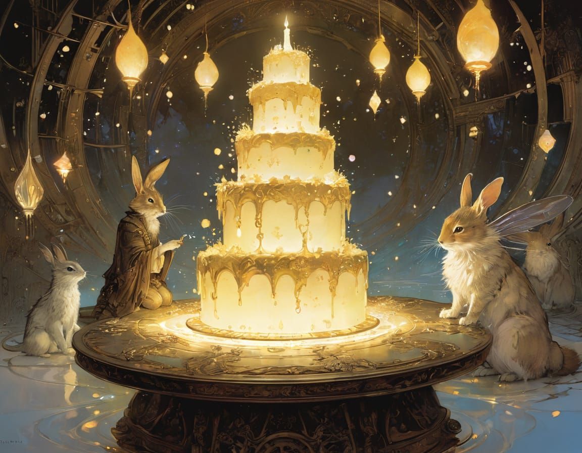 Enchanting Magical Cake for a Princess in Golden Light