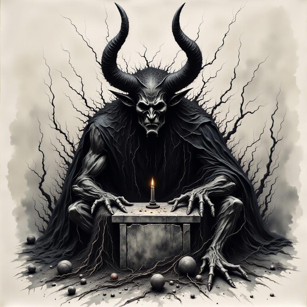 Shadowy Beast's Obsidian Horn in Dark Art Style