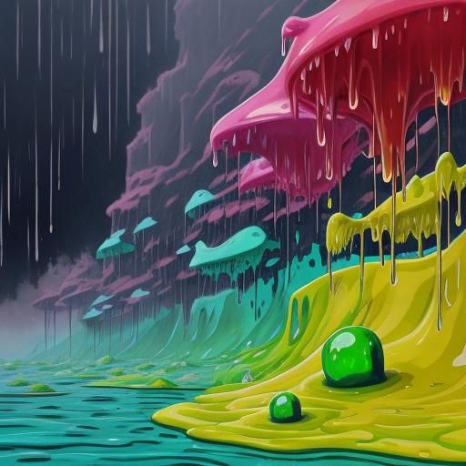 Dripping Slime Landscape in Various Colors